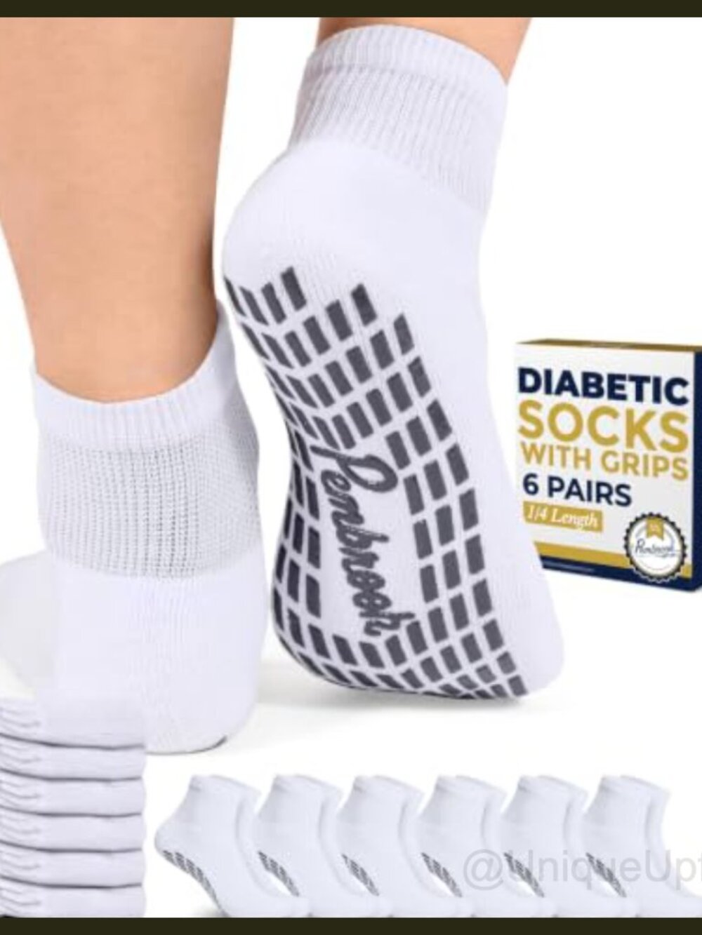 Diabetic Ankle Socks with Grips Non Slip Neuropathy Edema Socks